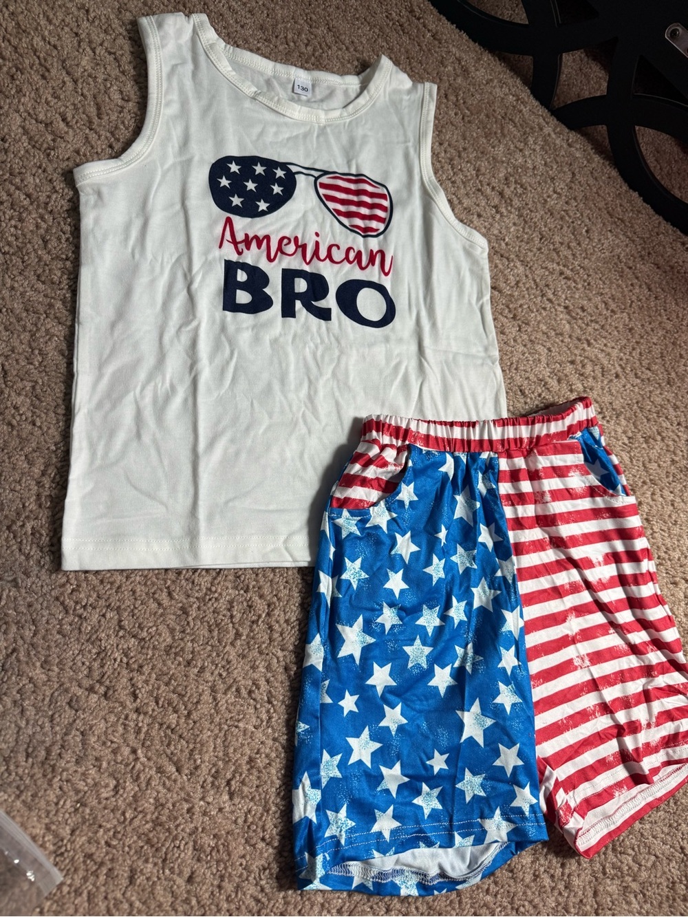 American Bro Patriotic Tank & Star-Spangled Shorts Set